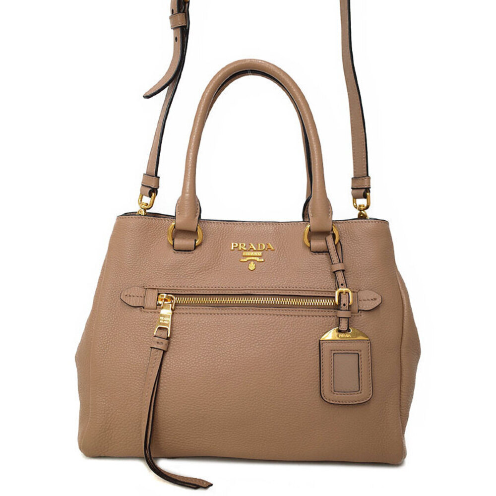 Prada Vitello Phenix leather convertible 2way tote bag Brown